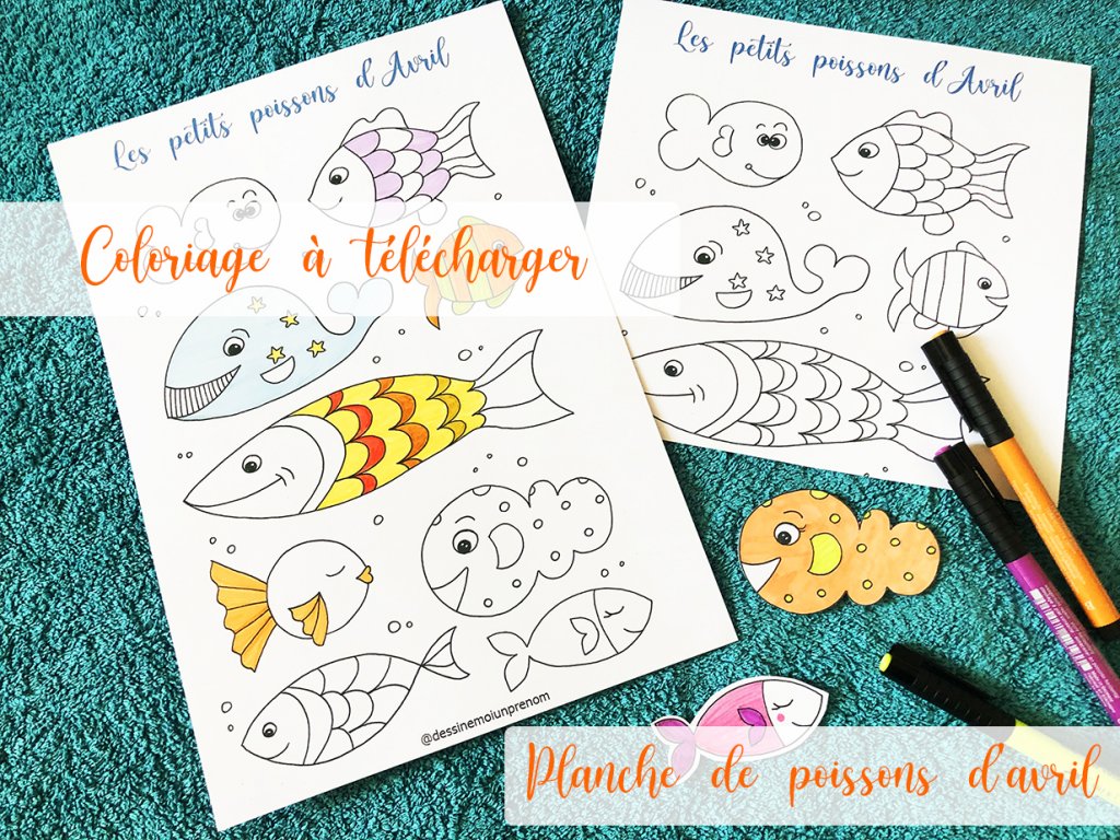 Coloriage Poissons d'avril