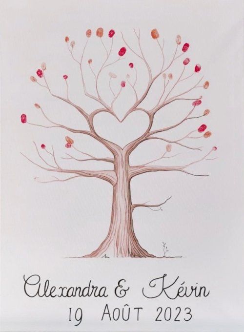 Arbre à empreintes (mariage, baptême) Coeur 