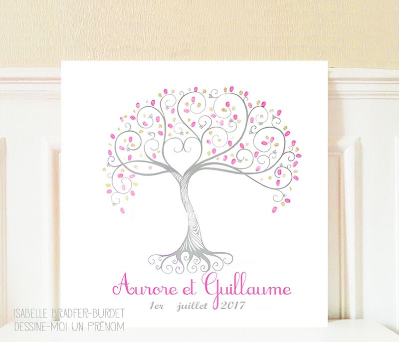 Toile Arbre à Empreintes Pour Mariage | Livre D'or Personnalisable 42x30 Cm | Décoration Créative événement
