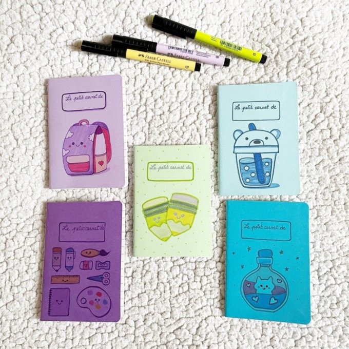 Carnet kawaii école cadeau des maîtresses bleu vif