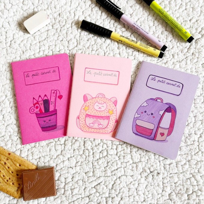 Carnet kawaii école cadeau des maîtresses bleu vif