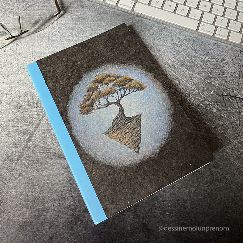 Carnet d'écriture et de poésie dessiné île arbre