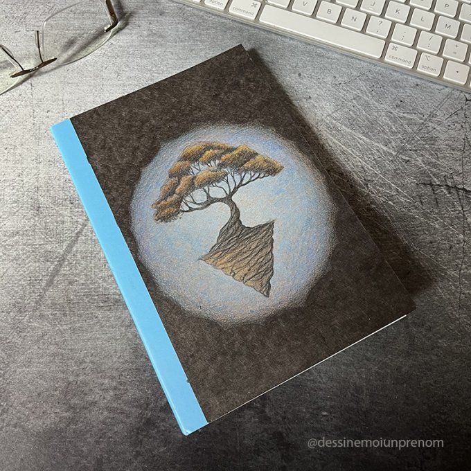 Carnet d'écriture et de poésie dessiné île arbre