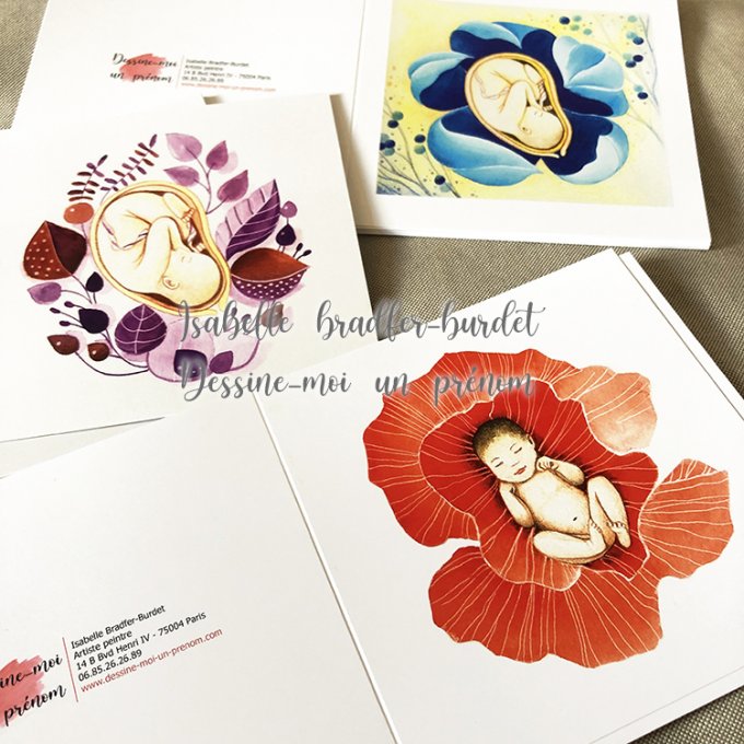 Carte pliée Le bébé coquelicot