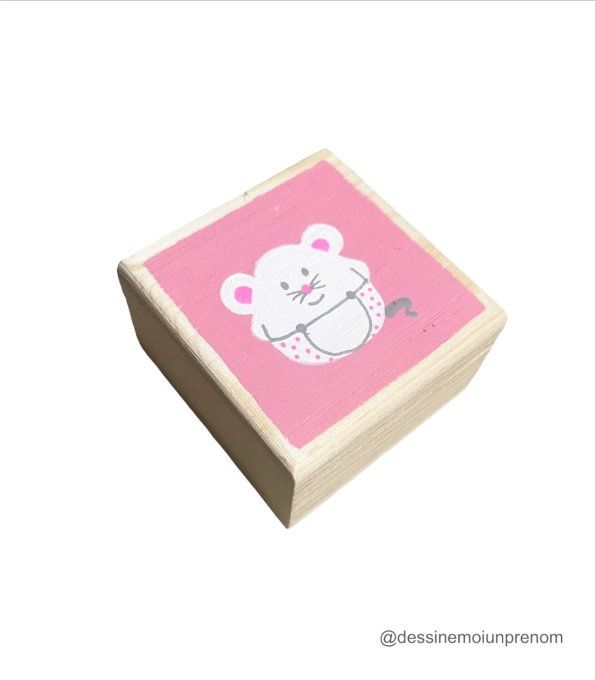 Boîte à dents de lait Petite souris rose
