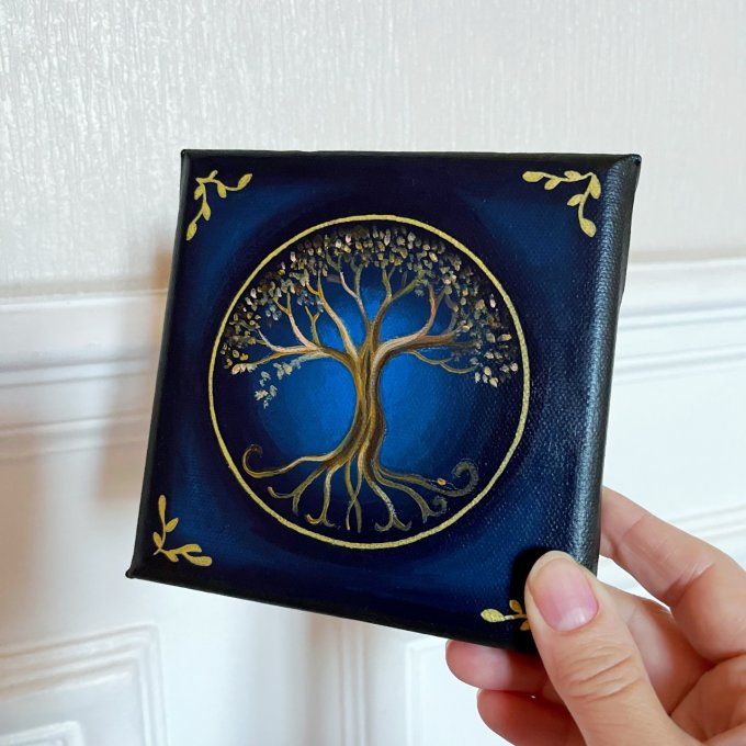 Tableau Arbre bleu et or