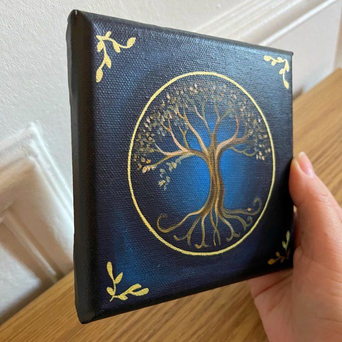 Tableau Arbre bleu et or