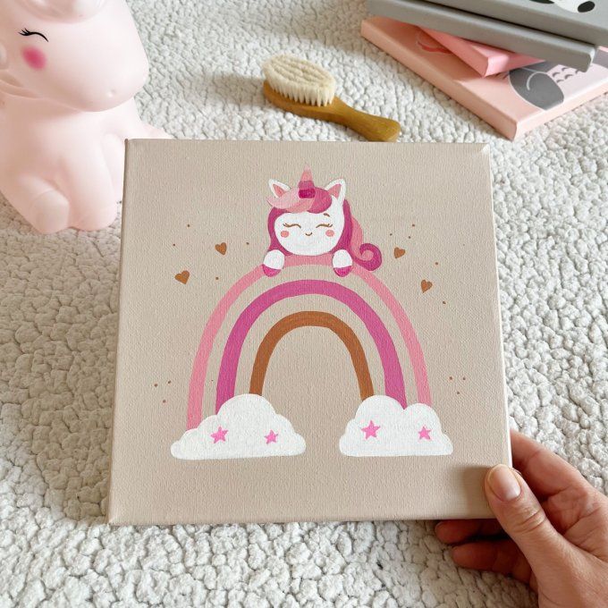 Tableau pour enfant Licorne arc en ciel