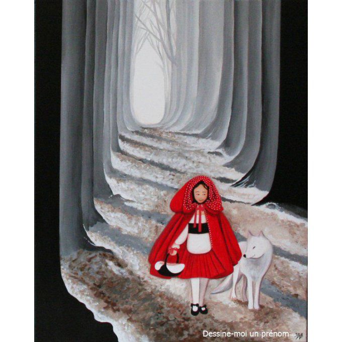 tableau toile peinture le petit chaperon rouge