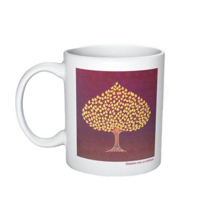 Mug arbre de vie grenat et or