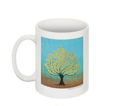 Mug arbre de vie turquoise et or