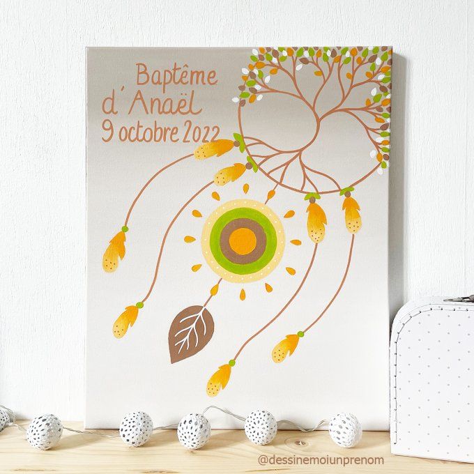 Coffret de naissance : boite à souvenirs + cadre photo - TAUPE et VERT