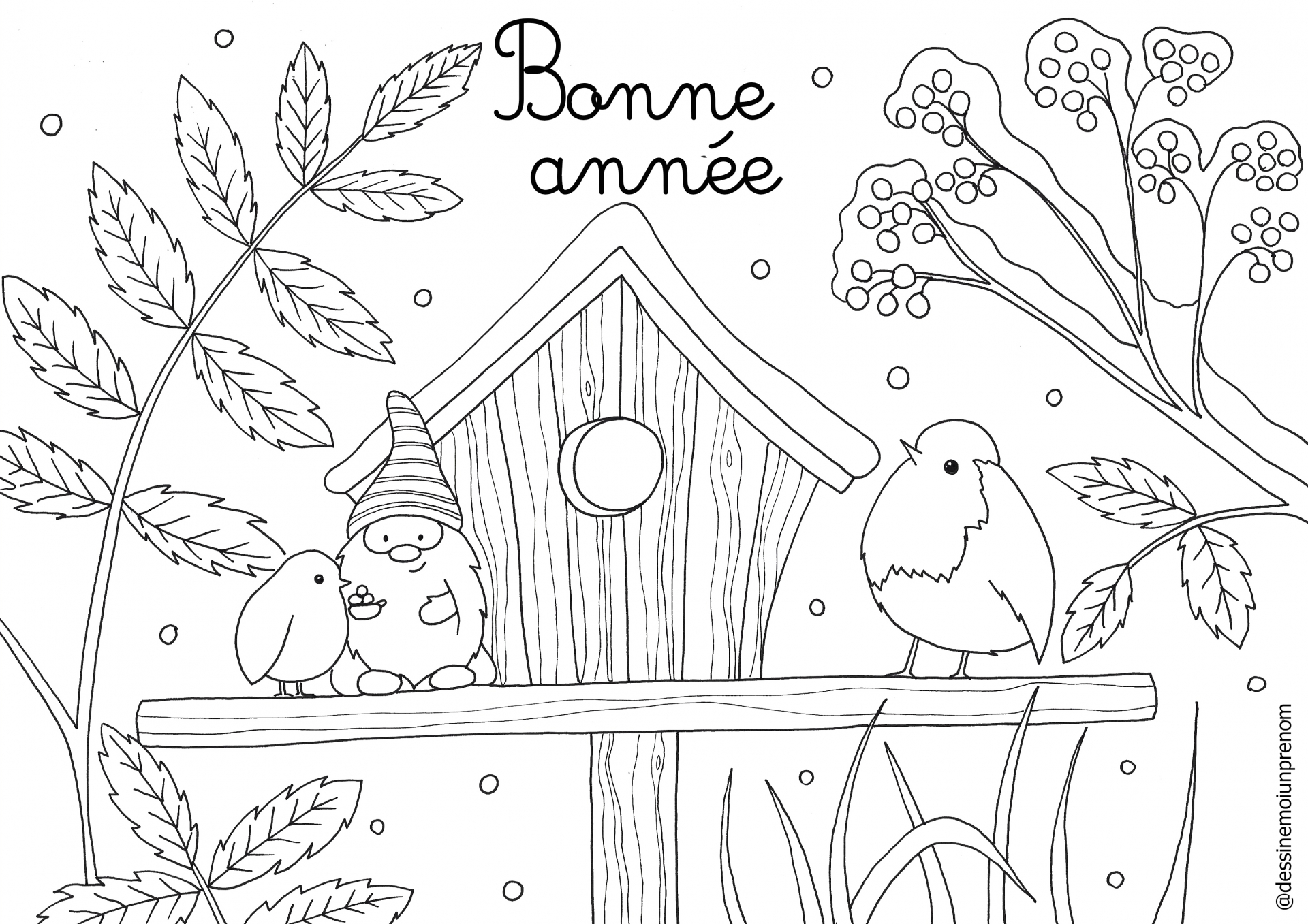 coloriage gratuit hiver lutin