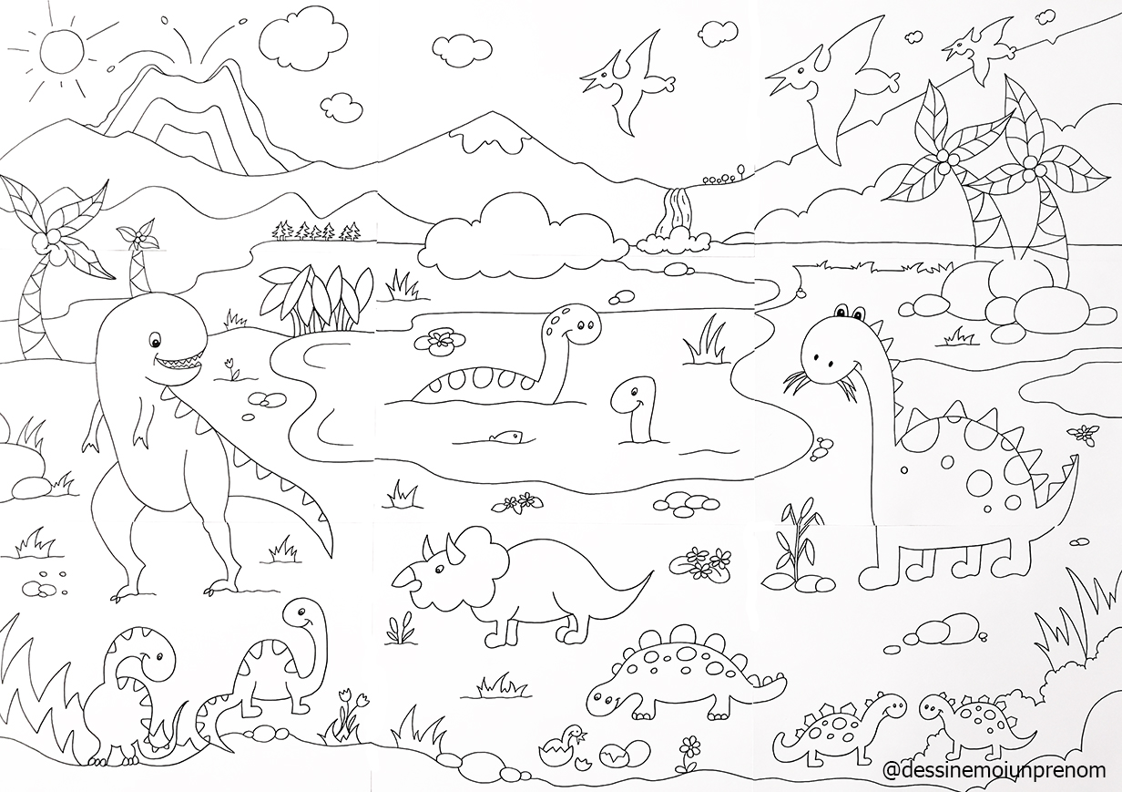 Coloriage géant dinosaures