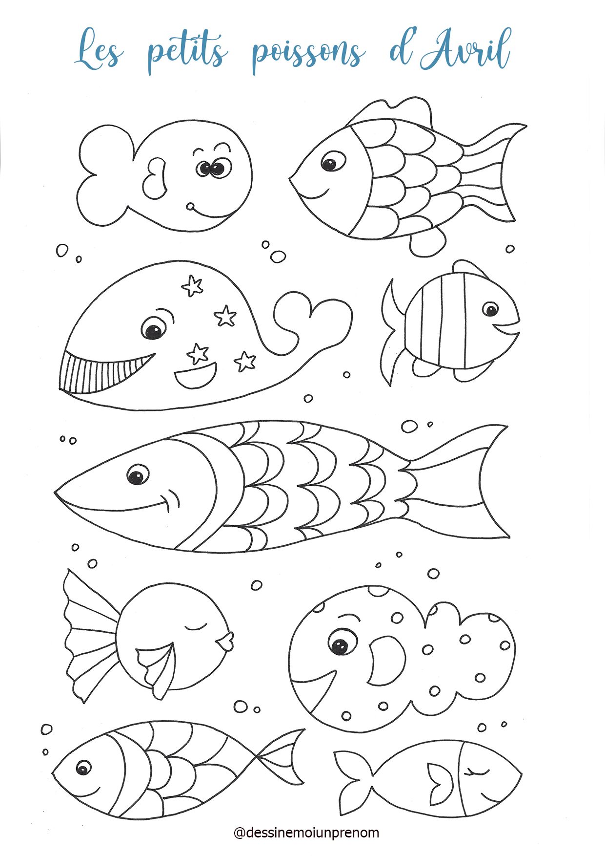 coloriage poissons d'avril